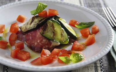 Vegetable and Salami Pyramid