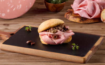 Country Bread Toast with Mortadella and Taggiasca Olive Spread